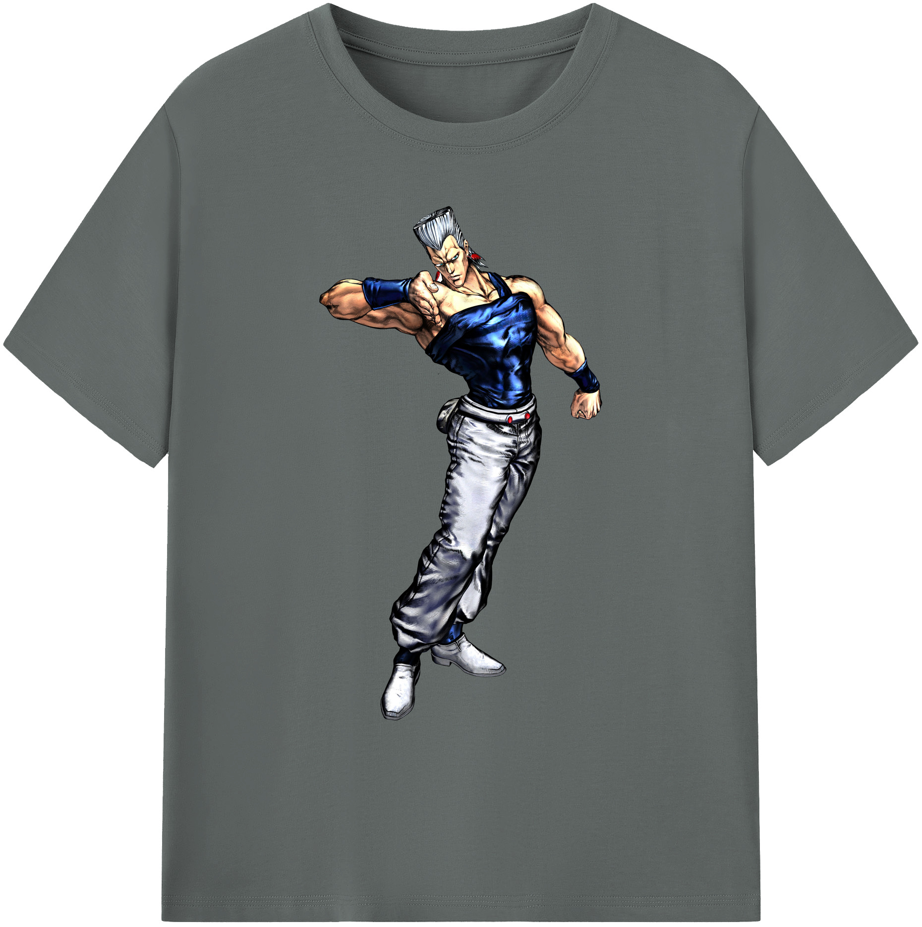 （画像用） ジョジョの奇妙な冒険 ジャン＝ピエール?ポルナレフ JoJo's Bizarre Adventure Jan Pierre Polnareff 綿100％ メンズ半袖Tシャツ｜肌触りやわらか＆通気性
